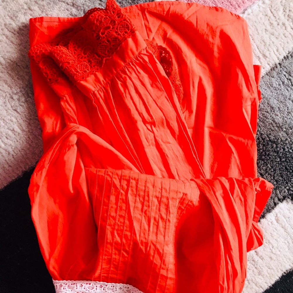 tsumori chisato Japan orange cotton lace Blouse new rare - Picture 8 of 11